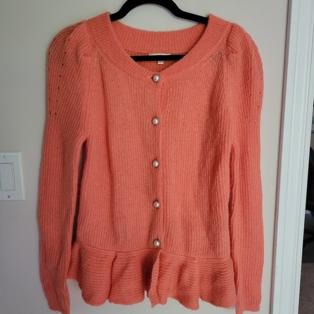 Goelia Mohair Sweater with  Pearl Adorned Buttons